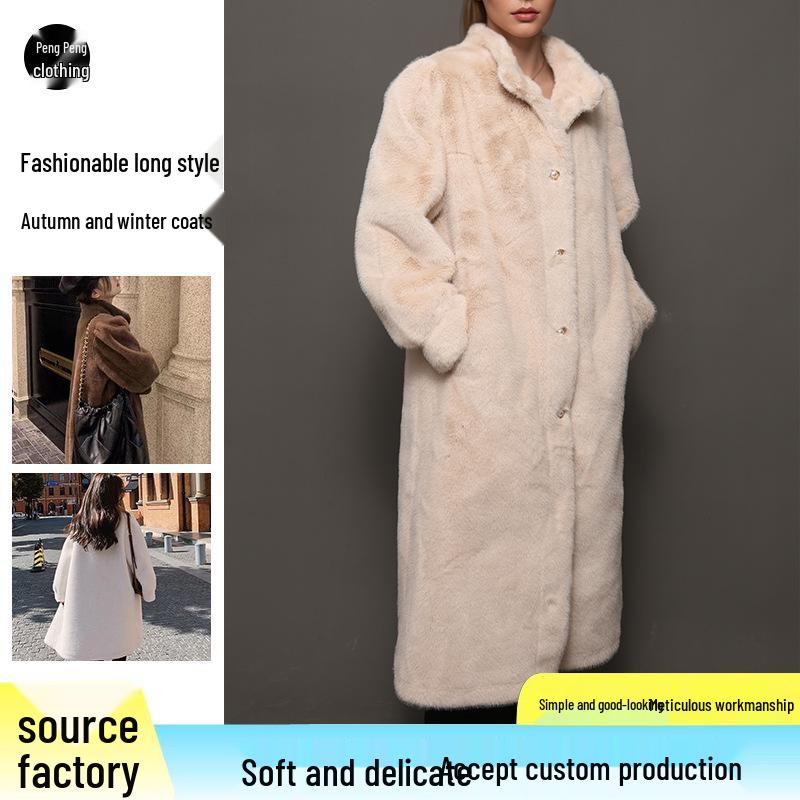 Women's Stylish Mink Fur Coat: Elegant Long Autumn & Winter Outerwear