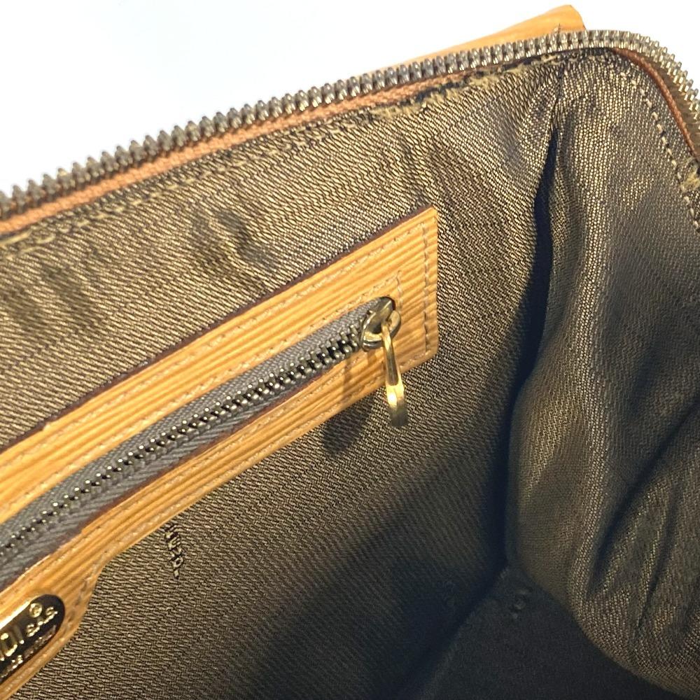FENDI vintage Zucca logo Box-shaped bag Hand Bag Canvas/Leather Brown