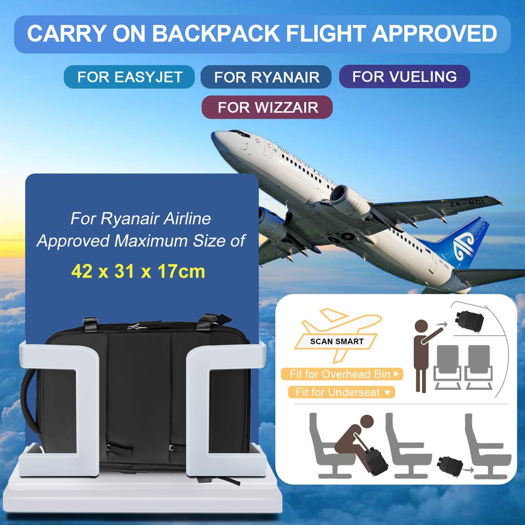 Geantă de mână Bagaj de cabină Rucsac, Rucsac de călătorie pentru femei, cu avion, pentru fete, pentru școală, pentru laptop Rucsac de zi pentru bărbați de afaceri