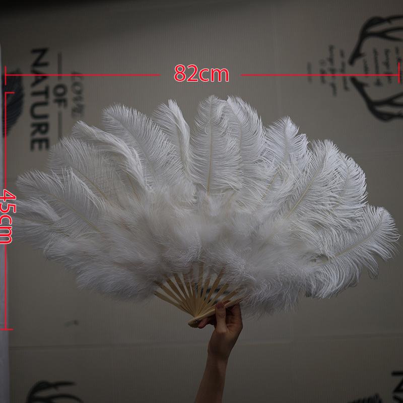 45cm Ostrich Feather Folding Fan for Dance, Photography, and Stage Performance.