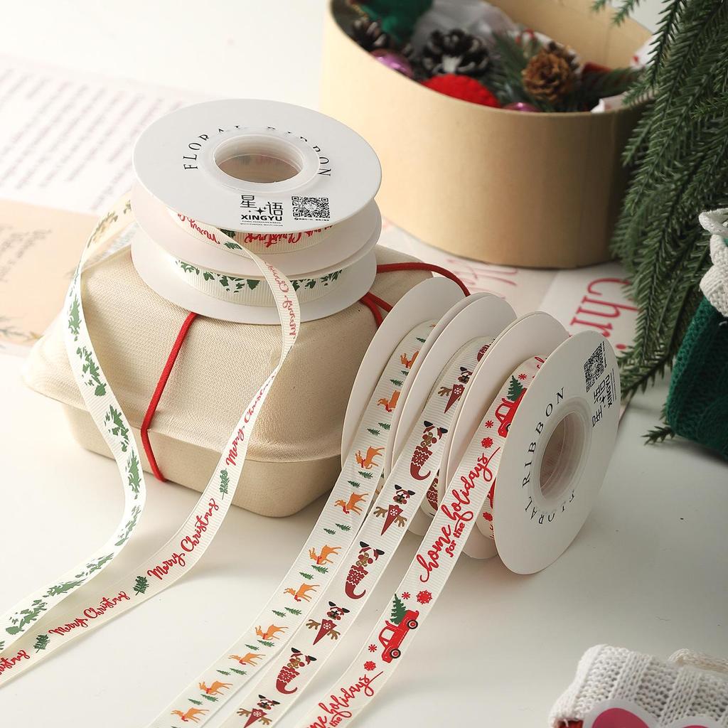 1.5cm Christmas Ribbon for Gift Boxes, Cake Decorations, Flowers, Bows, and DIY Projects