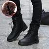 Modische Herren Winter Warm Flach Schnürung Lässig PU-Leder Schneestiefel Für Stilvollen Komfort