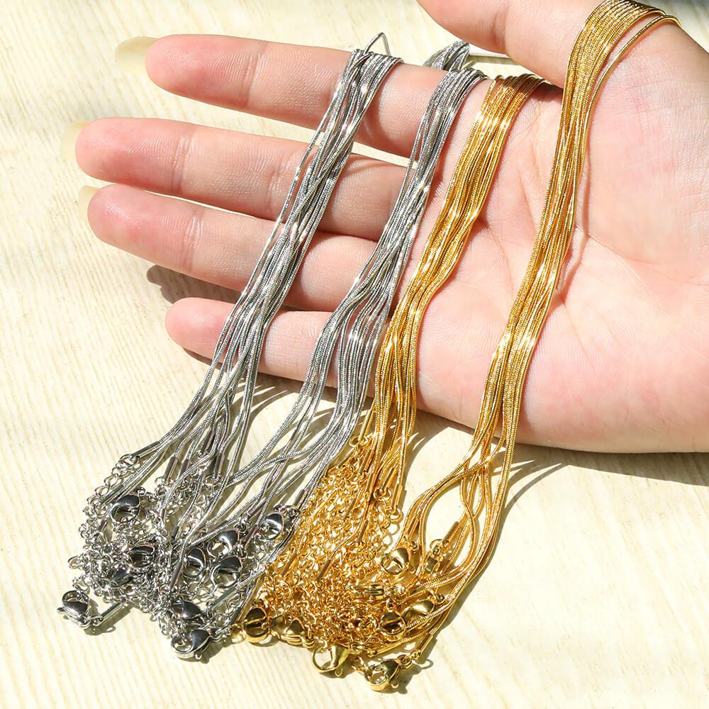 10pcs/Lot 45cm Stainless Steel 304 Link Necklace For Women Jewelry Making Accessories Diy Handmade Supplies Golden Silvery Chain
