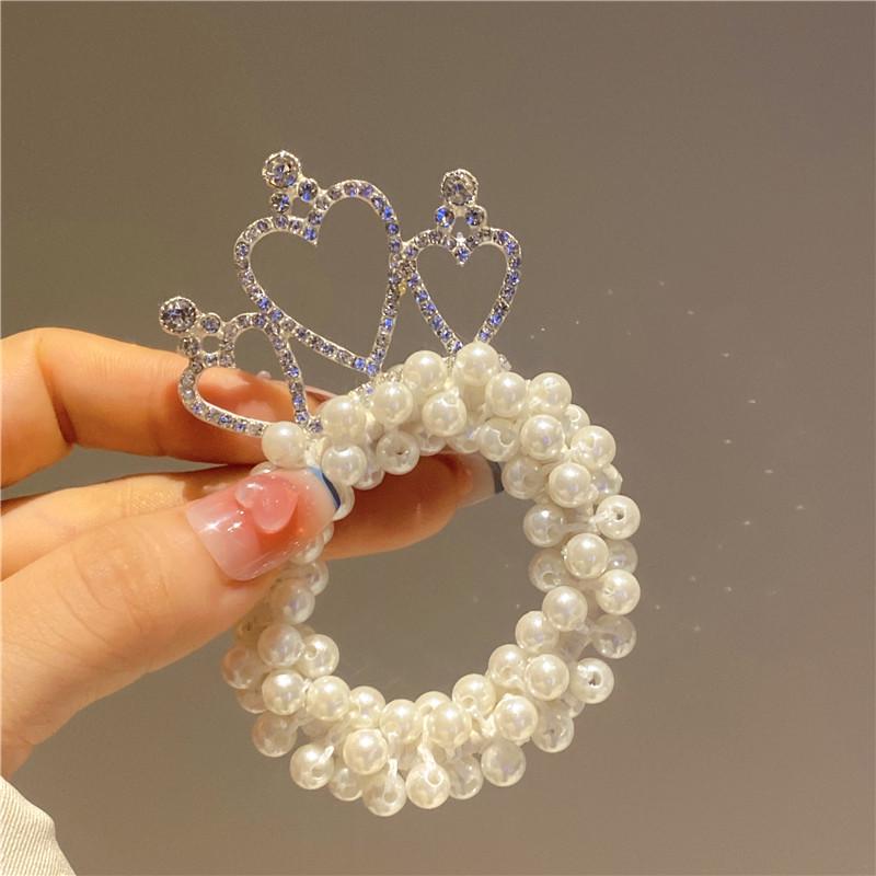 Pearl Princess Crown Hair Tie for Girls