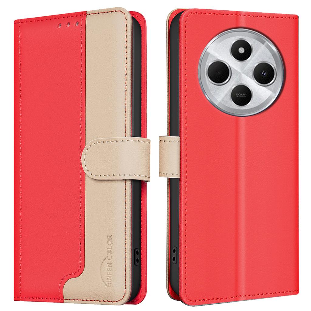 BINFEN COLOR BF33 for Xiaomi Poco C75 4G/Redmi 14R 5G/14C 4G Leather Case Splicing Color RFID Blocking