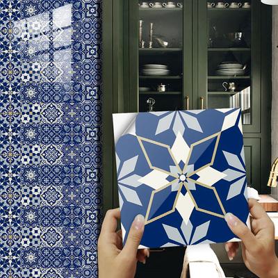 Marineblaue Retro-Fliesen-Wandaufkleber, Küchenrückwand, ölbeständig, Badezimmer, Kühlschrank, Schrank, Dekoration, Kunsttapete zum Abziehen und Aufkleben