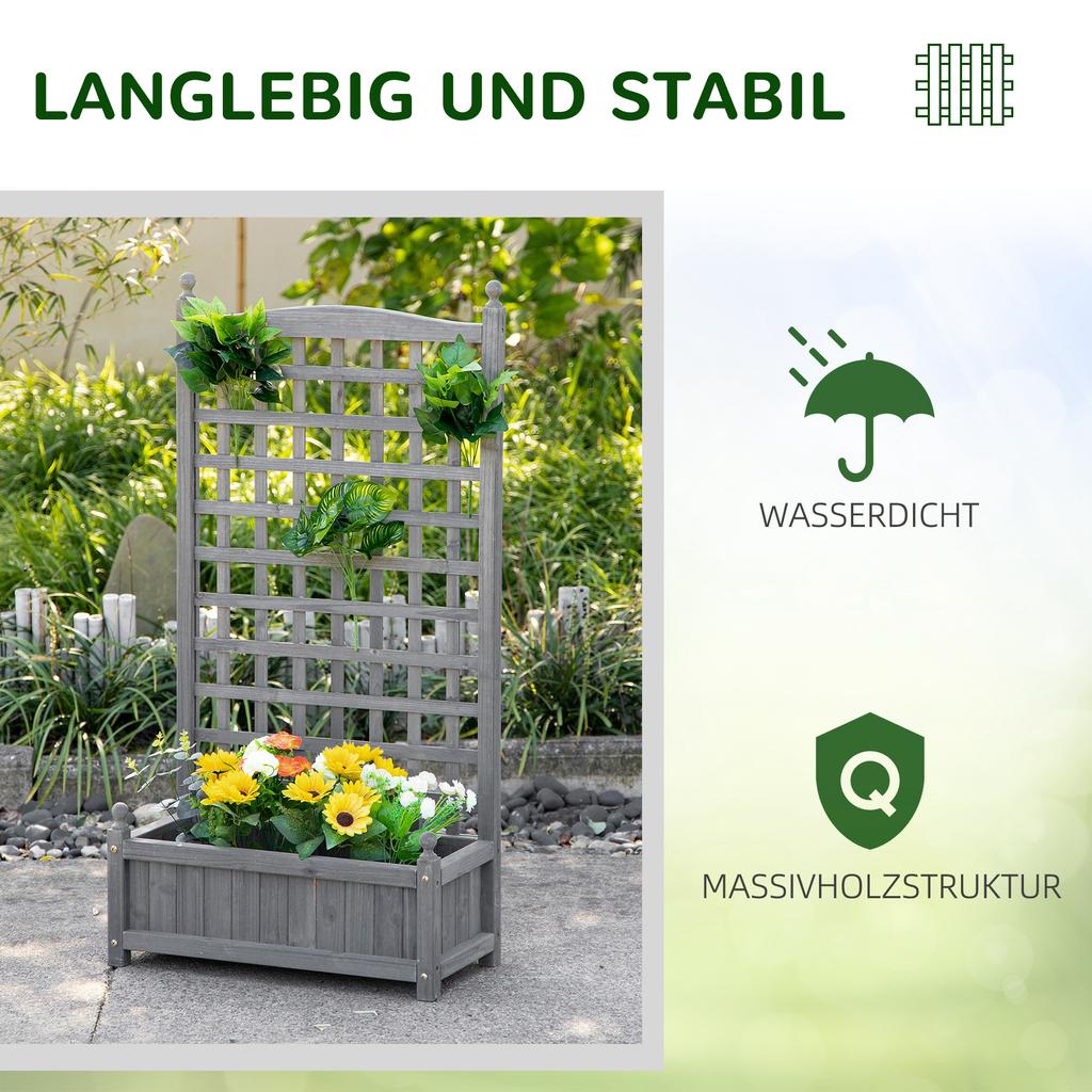 Garden Planters with Trellis for Climbing Vines, Wood Raised Beds for Garden, Flower Pot, Indoor Outdoor, Grey