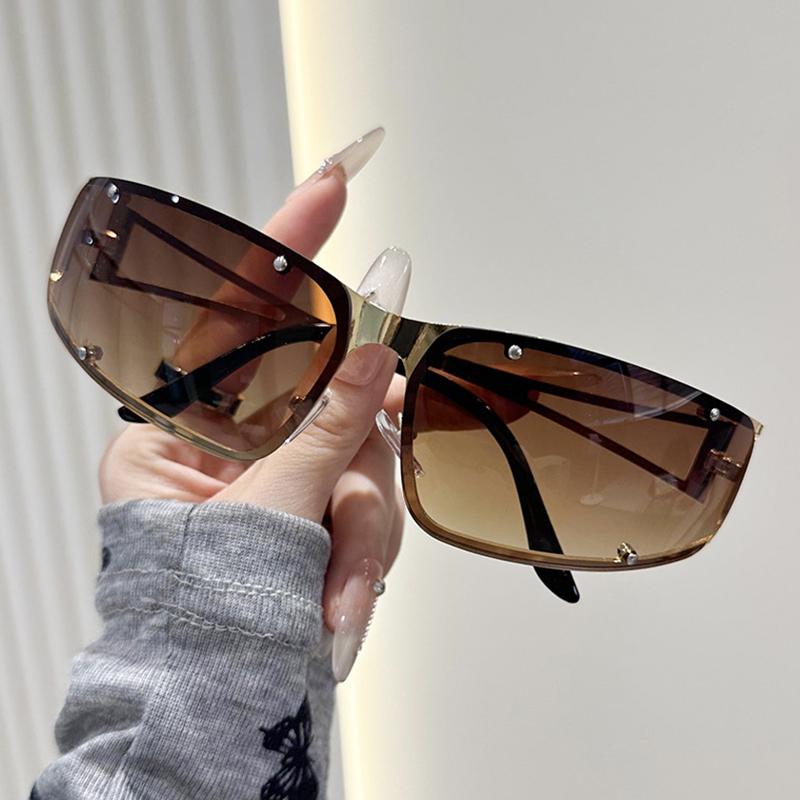 Damskie Modne Okulary Przeciwsłoneczne z Wycięciami Retro Y2K Steampunk Luksusowe Przezroczyste Soczewki Modne Odcienie do Stylu Ulicznego