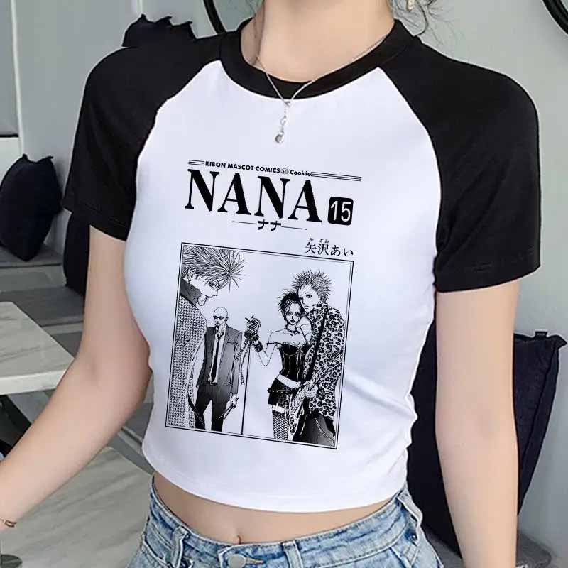 

Літній укорочений топ у японському аніме Nana. Жіноча футболка з зображенням серця. Аніме. Чорна повсякденна футболка з коротким рукавом Harajuku. XL
