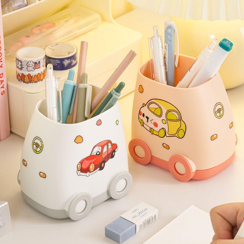 Cartoon Car Shaped Pen Holder Multifunctional Desktop Storage Box Kawaii Pencil Box Office