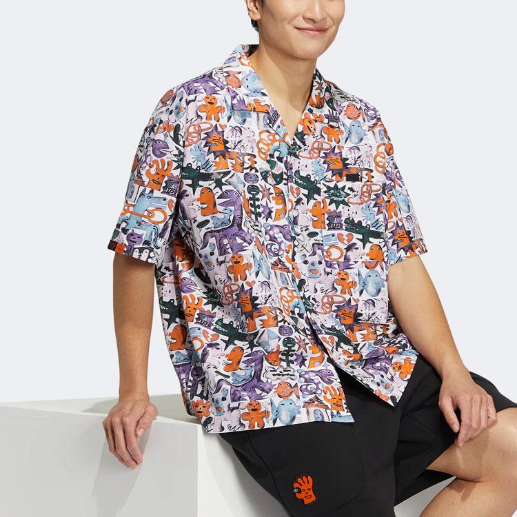 Adidas Originals Kt Co Allover Print Short Sleeve Casual Shirt Men Tops HR6458
