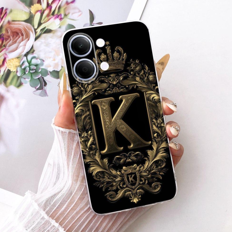 Transparent Case For Vivo Y05 Cover Luxury A-Z Letters Fashion Boys Girls Cool Crown Soft Casing For VivoY05