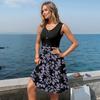 Women Summer Printing Dresses Sleeveless Casual Loose Swing Button Down Midi Sundress With Pockets