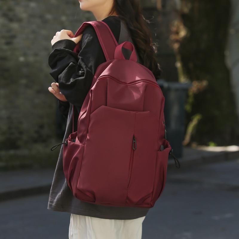 Large Capacity Travel Bag Computer Backpack Mountaineering Bag Female Junior High School College Student Solid Color School Bag Waterproof