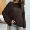 Dame Strikketopper Rund Hals Langermet Genser Topper Løs Passform Ensfarget Høst Pullover Topper Strikk