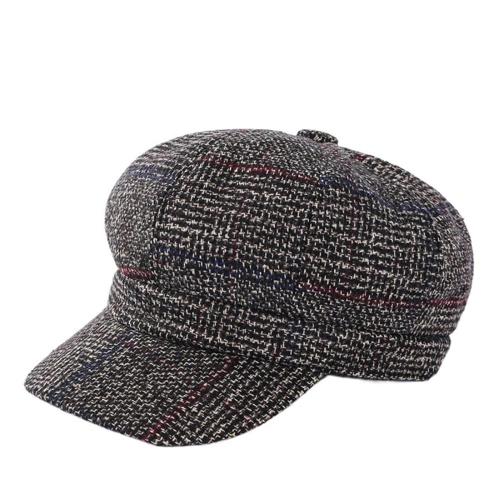 

Plaid Design Woolen Hat Ear Protection Keep Warm Painter Caps Korean Style Thick Material British Berets Outdoor Activities кофейный