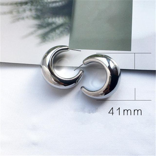 Boucles d'oreilles créoles géométriques simples et minimalistes, rondes, couleur or et argent, en métal épais, pour femmes, 1 cm de large