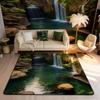 Waterfall Large Area Rug 5x7 Lake Cascade Scenery Living Room Rug | Chic Nature Art Mountain Rock Rugs for Bedroom, Sault Landscape Carpet I
