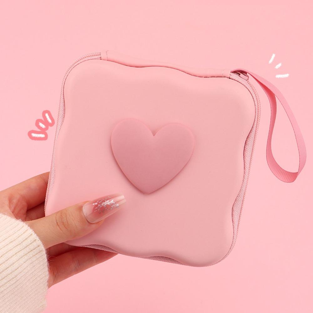 Portable Zipper Bag 3D Love Heart Pocket Pouch Fashion Storage Bags  Headphone Data Cable