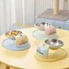 Anti-leak Elevated Pet Feeder Cartoon Water Food Bowl Cute Neck-Protecting Bowl  Travel