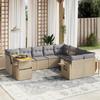 Vidaxl 10-Cz. Garden Furniture Set With Cushions, Beige, Poly Rattan