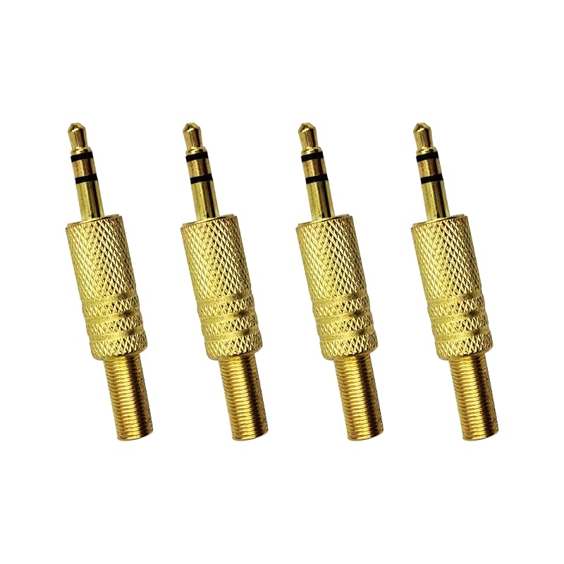 12PCS 3.5mm Male Plug Audio Cable Connector w/Spring Coax Cable Audio Solder Adapter, 1/8" Audio Male Plug Headphone Male Plug, Gold Plated