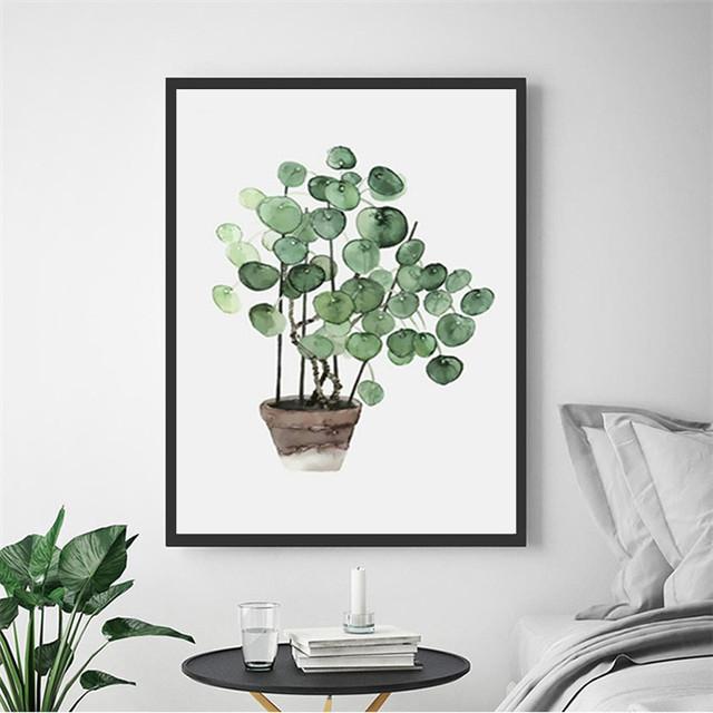 Nordic Style Simple Watercolor Green Plant Leaves Children's Decoration Poster Printing Picture Home Decoration Canvas Painting