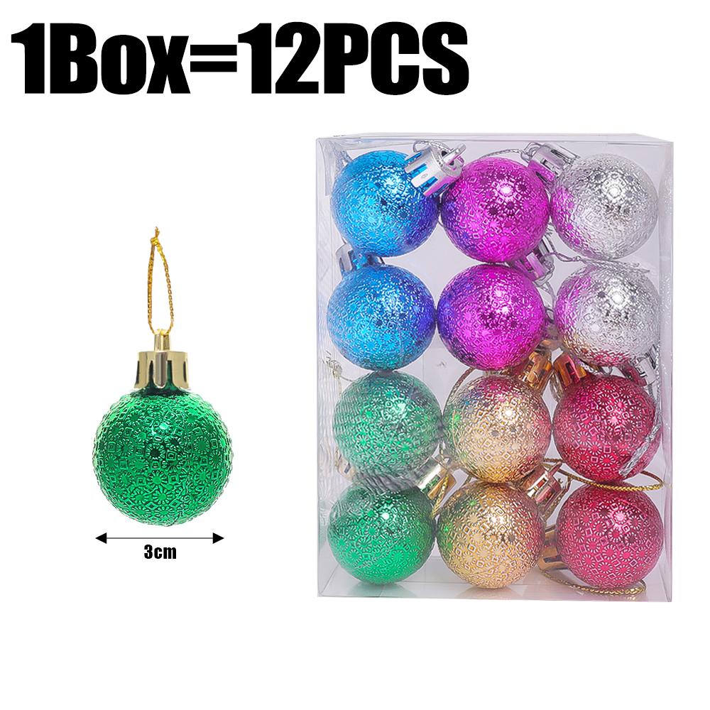 3cm Christmas Balls Gifts Xmas Tree Decorations Gift Hanging Pendants Bauble Party Wedding Plastic Ornament Balls Kids Toys