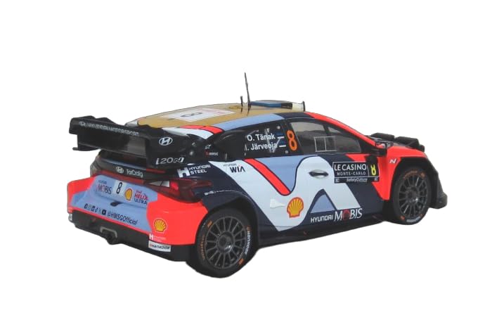 IXO Scale Hyundai i20 N Rally1 2025 Monte Carlo Rally Night Lights Finished Model with Sponsor Logos 1/18 #8 O. Tänak