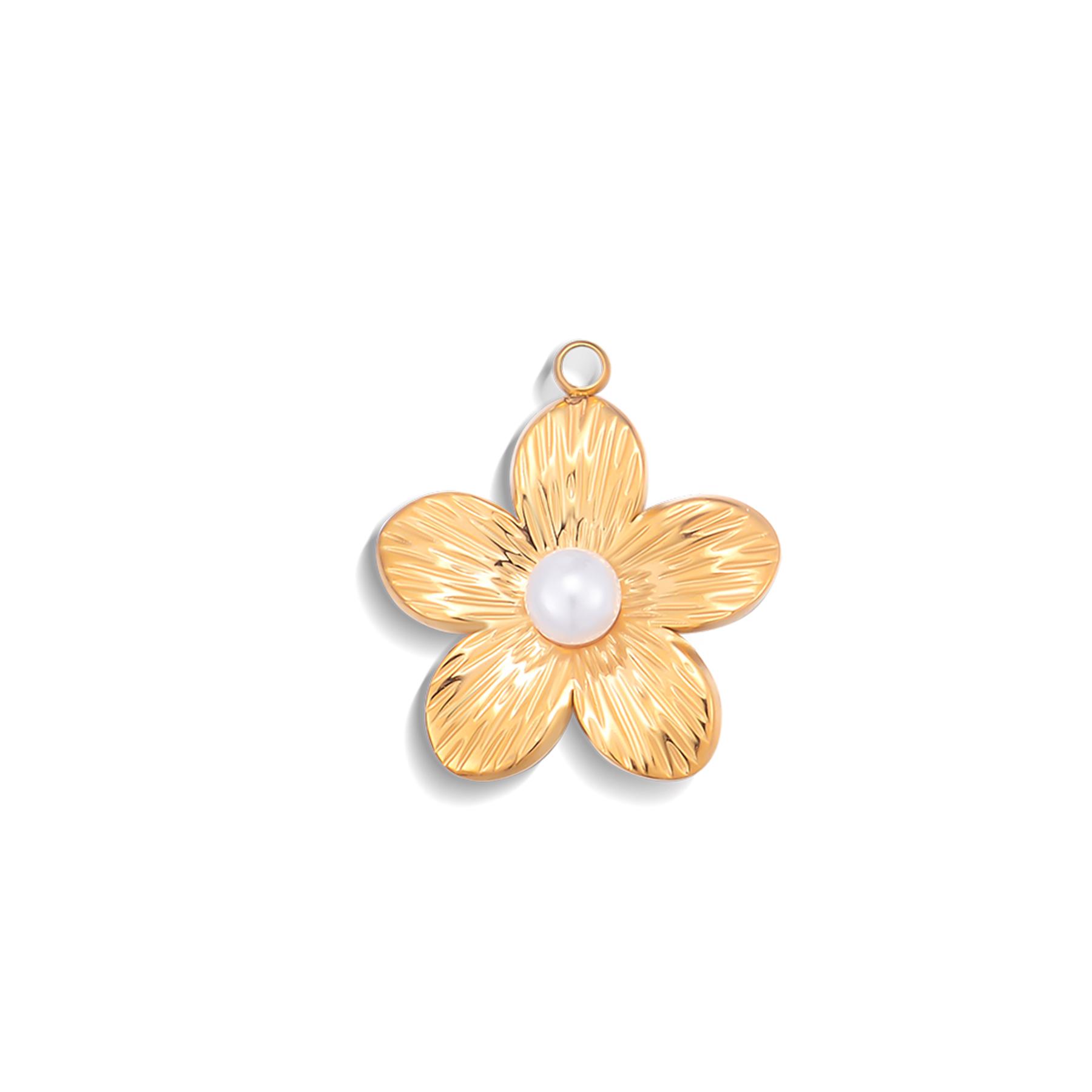 Wholesale 4pcs/lot Flower Charms Stainless Steel Rhinestone Imitation Pearl Charm Pendants for DIY Earring Necklace Making