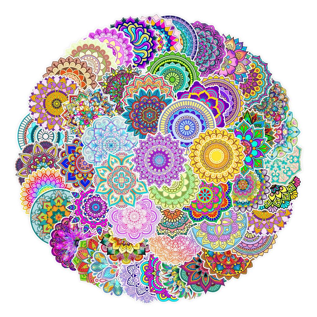 50 Mandala Graffiti Stickers Suitcase Car Laptop Skateboard Water Cup Waterproof Decorative Stickers