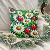 pc D Flat Pillow Not Included Ladybugs Daisies Clover Pattern Cushion Cover Short Plush Spring Garden Decor Gift Case