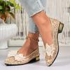 Sequin Cloth Block Heel Single Shoes Fashion Pointed Toe Shallow Mouth Bow Slip-on Soft Slip Low Heel Shoes