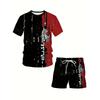 Große Größe Herren Freizeit Sportanzug atmungsaktiv Outdoor Freizeit Herren T-Shirt Shorts Anzug Sommer bedruckter Anzug männlich erwachsen Übergröße
