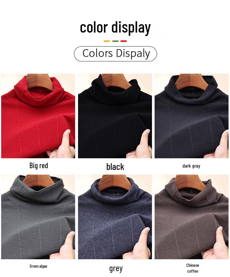 Herren Pullover 100% Reine Wolle Unifarben Jacquard Rollkragen, Hoher Kragen Basisschicht für Herbst/Winter 2025