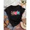 Heart Printed Crew Neck T-Shirt Short Sleeve Women's Casual Tops Spring_Summer Clothing Summer Streetwear Graphic T Shirts Y2K