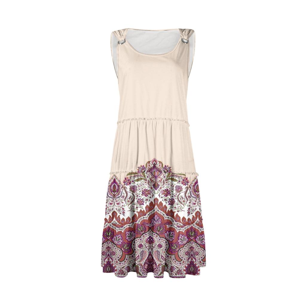 Women's Casual Daily Dating Outing Fashion Print Basic Sleeveless Loose Dress Bohemian Beach Dress Sleeveless Dress