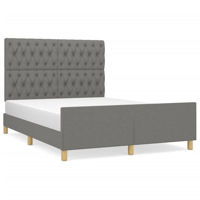 VidaXL Cadre de lit avec tête de lit Gris foncé 140x190 cm Tissu3125293