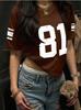2025 Women American NO.81 Print Lightweight Breathable Mesh fabric V-Neck Short Sleeved baseball T-Shirt Women Jersey T-Shirt