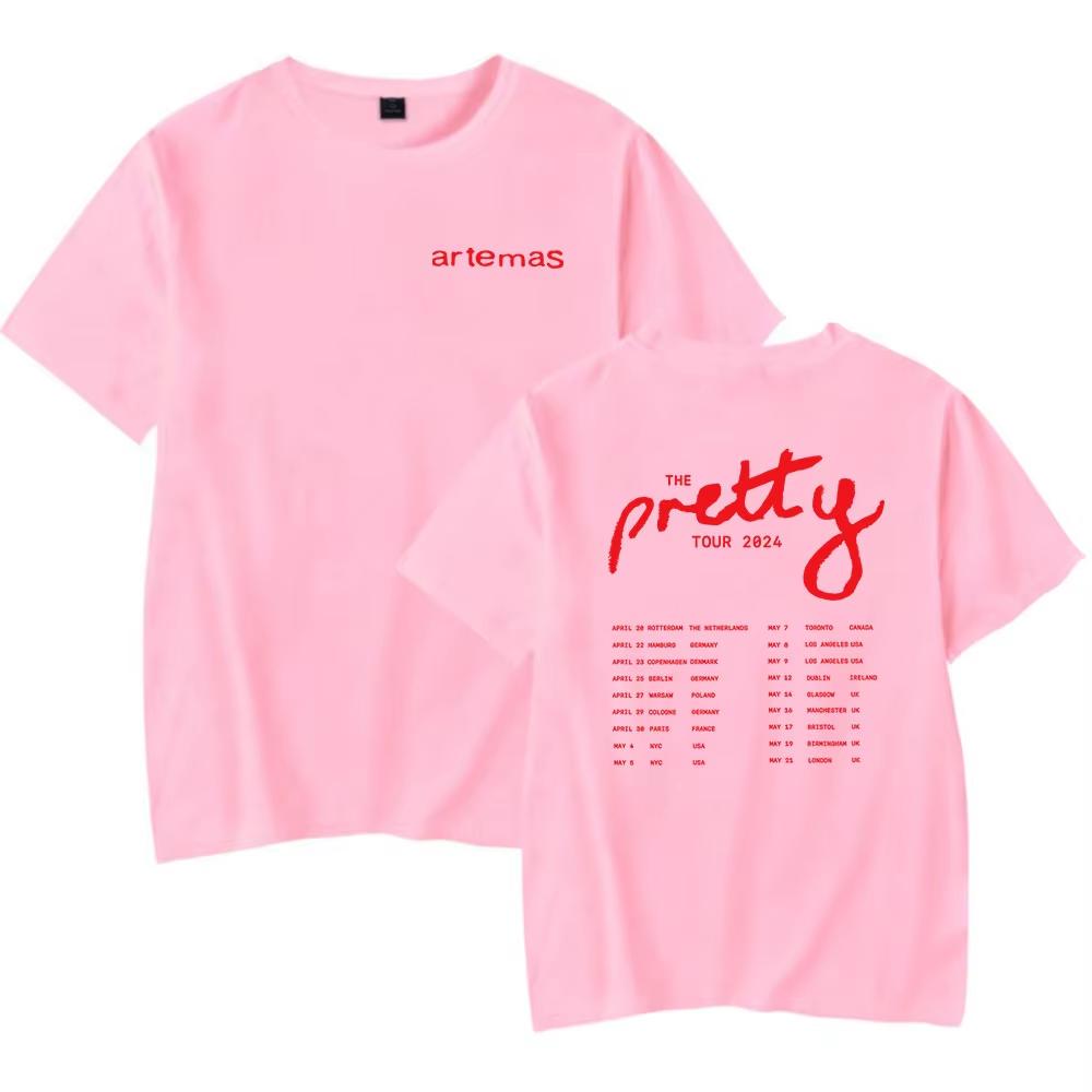 Artemas Pretty Tour Merch T-Shirts Unisex Unisex Übergröße Lässig Kurzarm Rundhals Baumwolle T-Shirt Unisex Mode Streetwear Oberteile