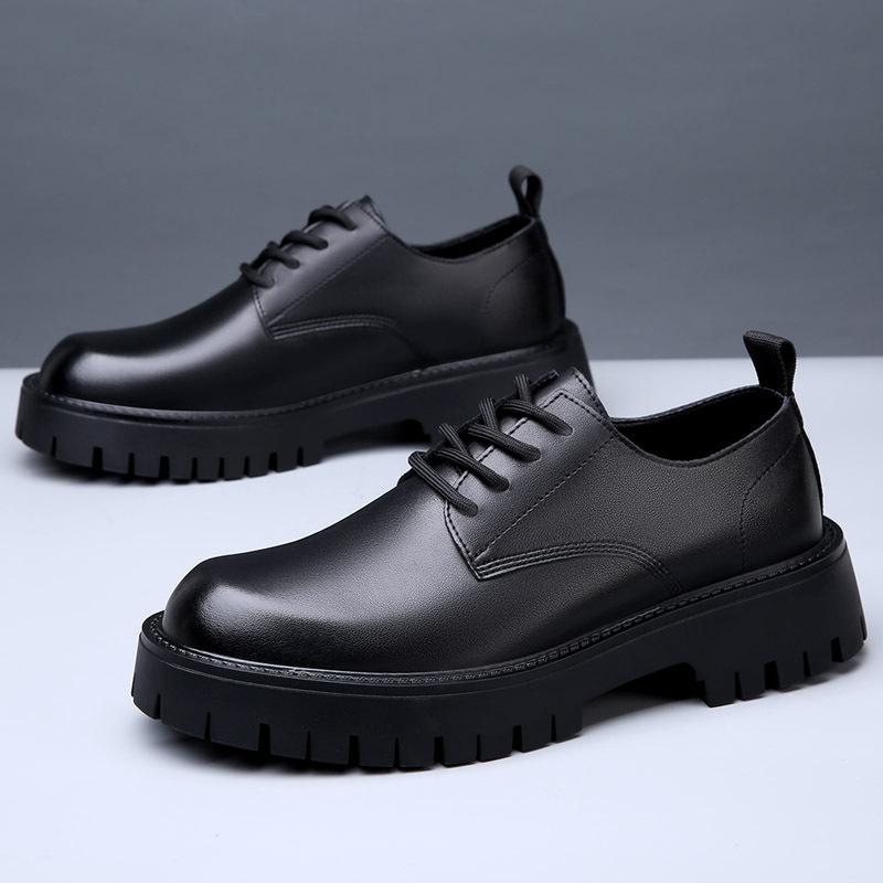 Fashion Genuine Leather Shoes Men Brand Footwear Thick Sole Non-slip Cow Leather Mens Casual Shoes DX018