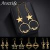 Atoztide Personalized Customized Round Star Name Earring Stainless Steel For Women Girl Fashion Eardrop Birthday Jewelry Gift
