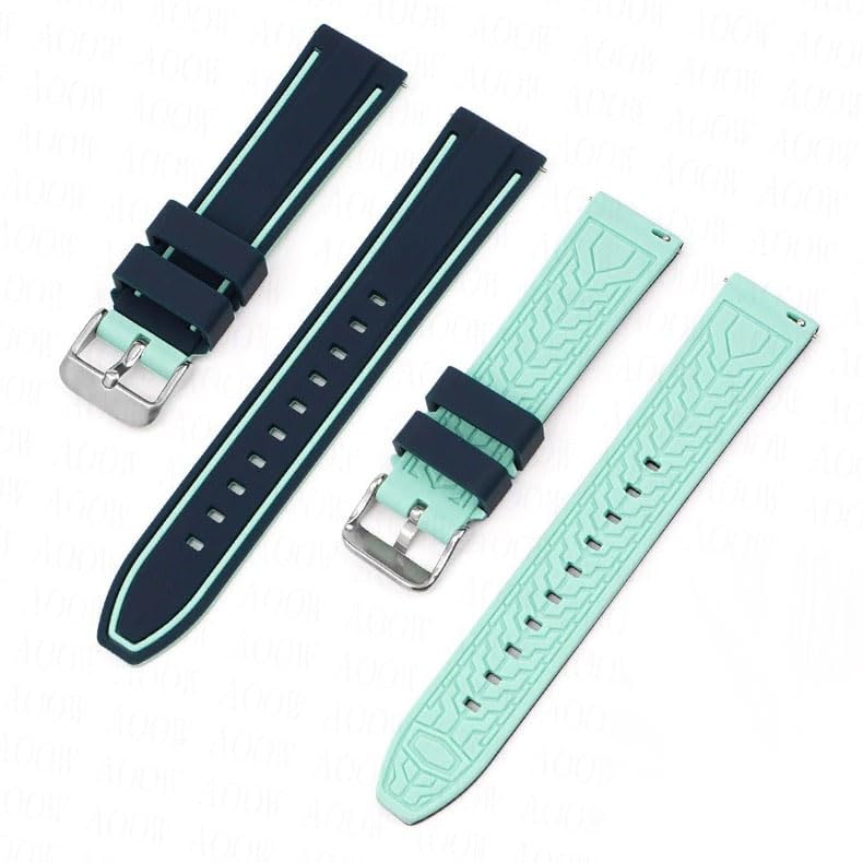 Swatch X OMEGA Compatible Rubber Strap with Double Lines Green (Dark Green/Mint Lines)