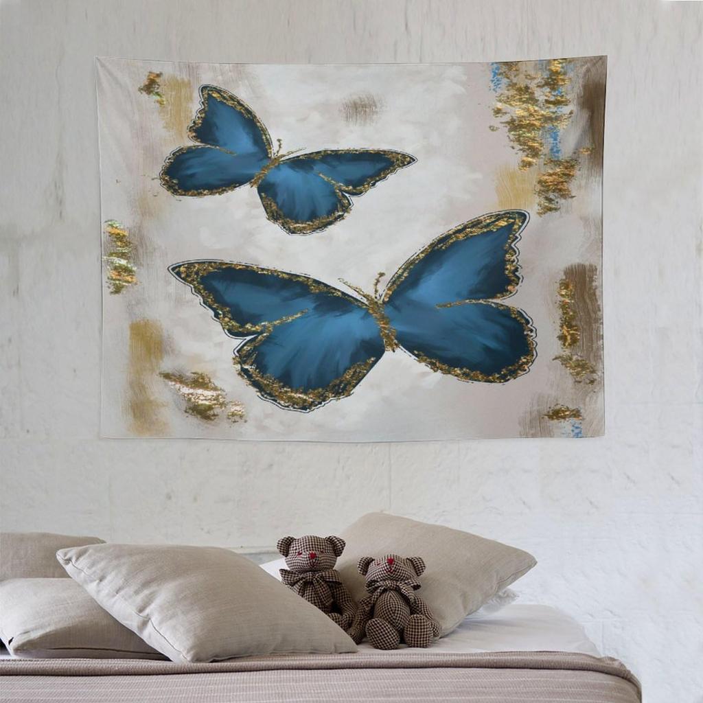 Traumschmetterling Wandteppich Lila Tuschemalerei Schmetterlinge Kinder Mädchen Wandteppiche Heimdekoration für Wohnzimmer Schlafzimmer