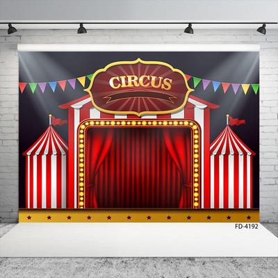 Zirkus Karneval Wimpel Roter Vorhang Foto Hintergründe Vinyl Stoff Kulisse für Kinder Babyparty Photophone Fotografie Requisiten