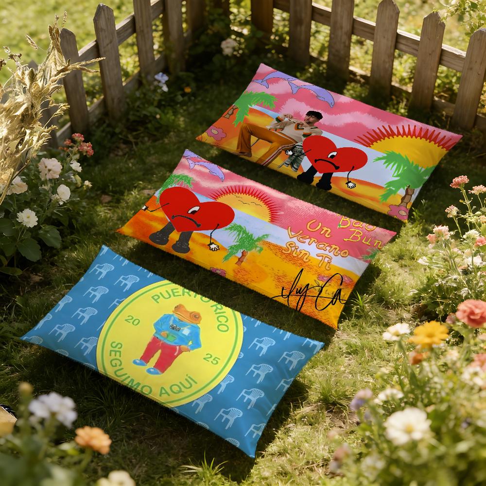 Bad B-bunny Tirar Mas Fotos D-dtmf Cushion Cover Hit Product Home Sofa Living Room Double-sided Soft Decorative Pillow Cover