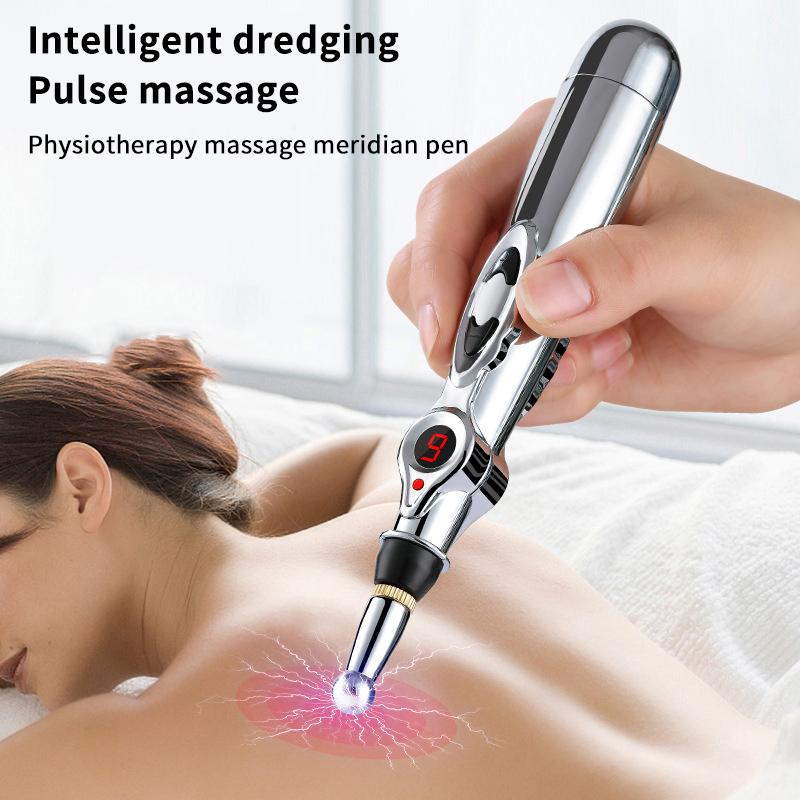 Electric Massage Pen Adjustable For Body Back Hand Massage Press And Relax Muscles, Charge Powered Silver