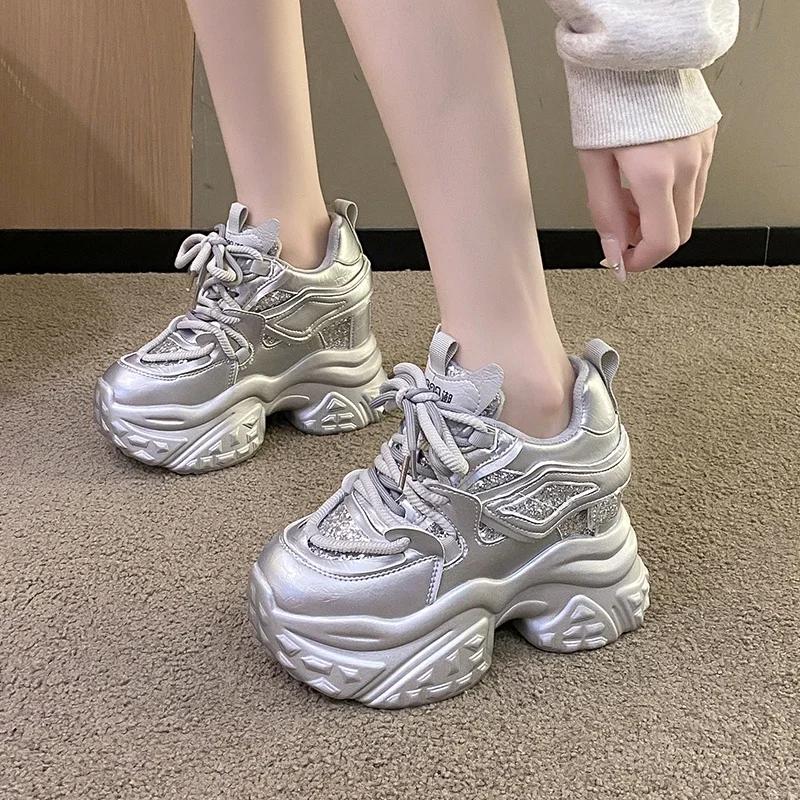 10CM Heels Platform Sneakers Fashion Thick Sole Casual Shoes for Women Breathable Comfort Women's Chunky Sneakers Zapatos Mujer