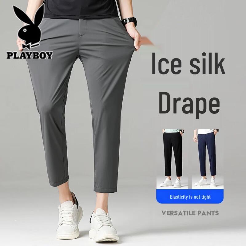 Playboy Men s Ice Silk Straight Leg Casual Pants 30