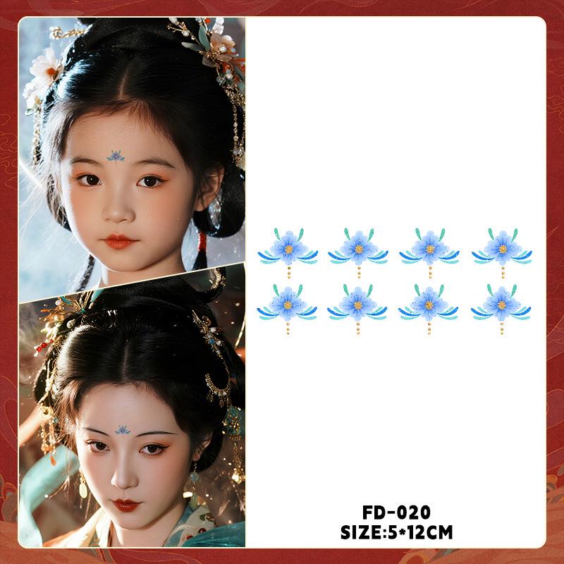 Ancient Style Dunhuang Glitter Face and Forehead Tattoo Stickers for Hanfu Costumes